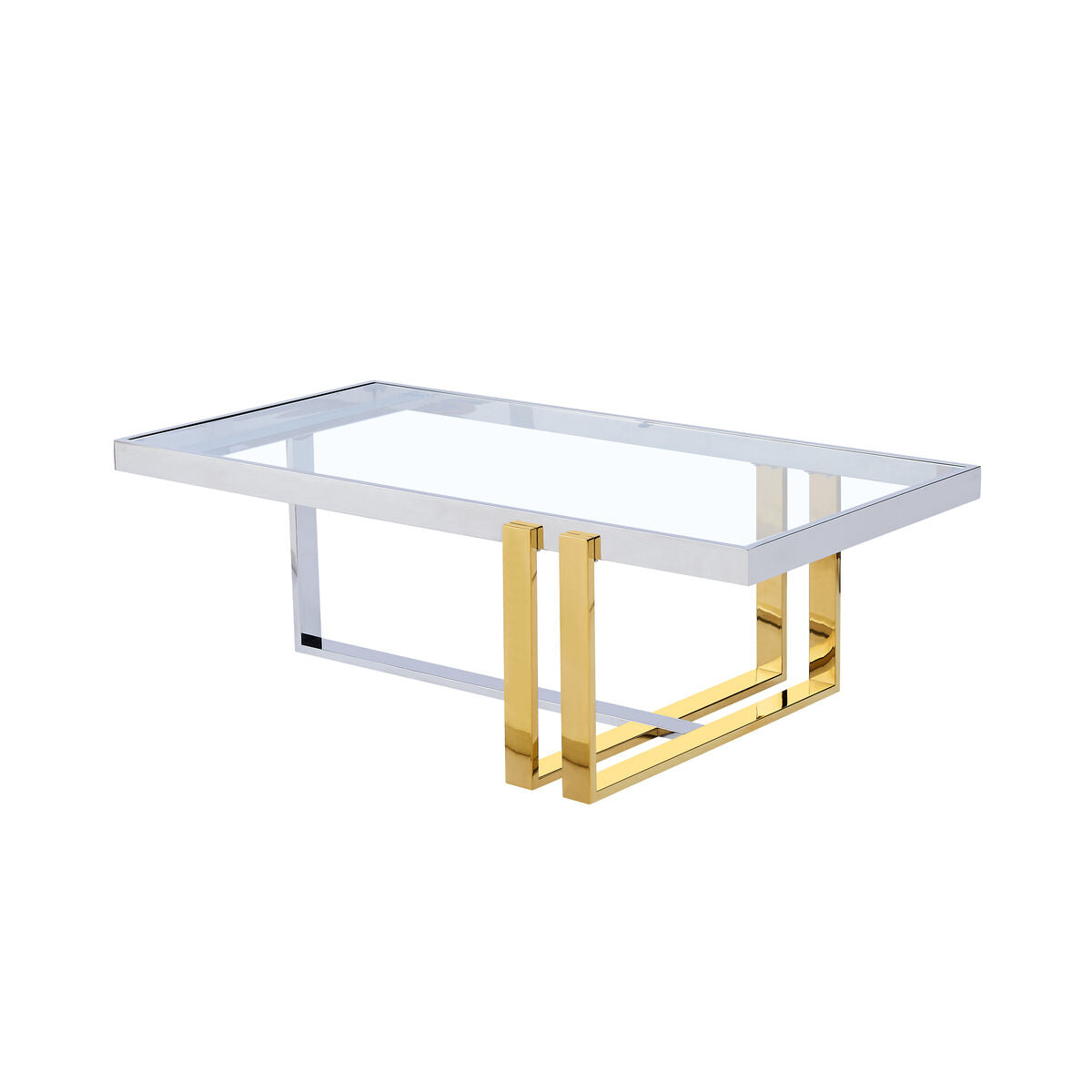 Centre Table Romimex Golden Silver Stainless steel Tempered glass 120 x 40 x 60 cm Romimex