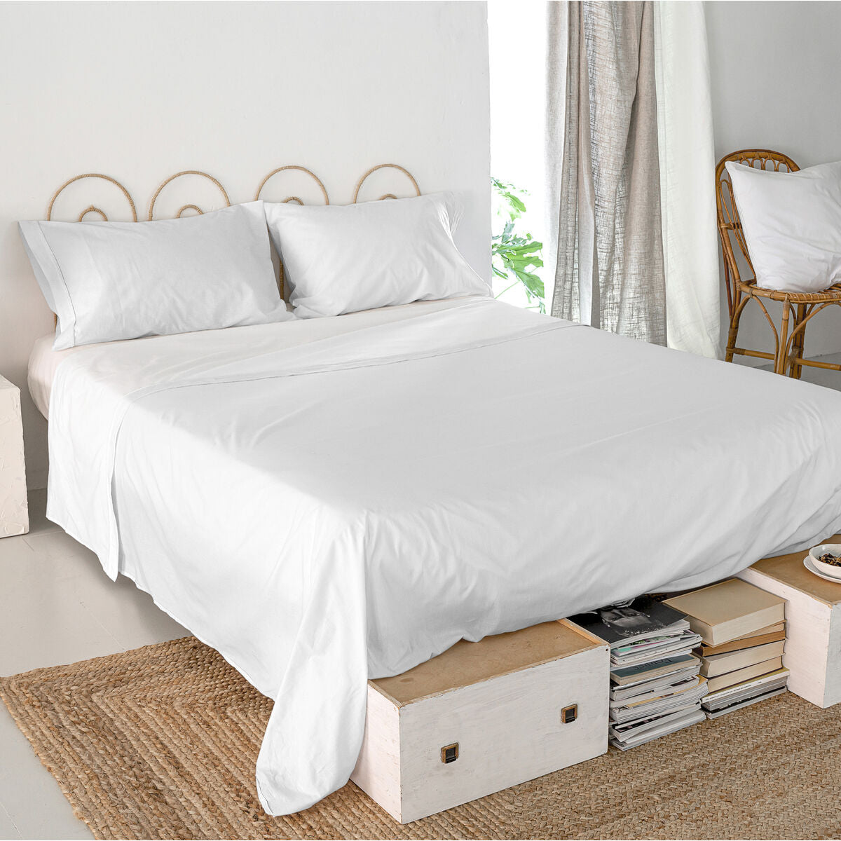 Top sheet HappyFriday Basic White 240 x 270 cm HappyFriday