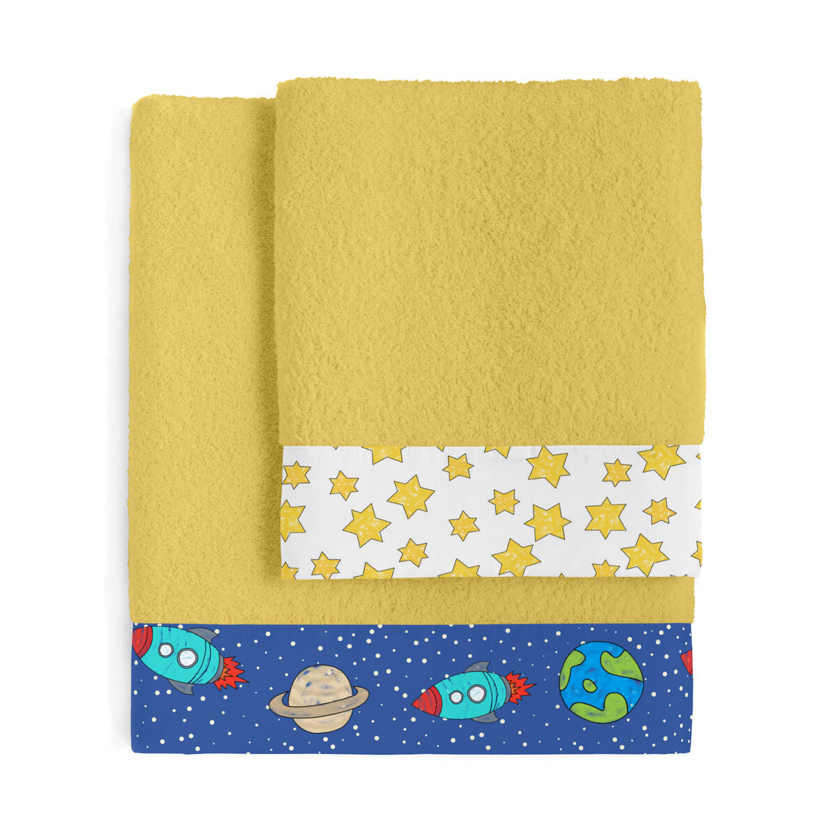 Towel set HappyFriday Mr Fox Space Rocket Mustard 2 Pieces