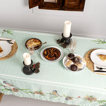 Tablecloth HappyFriday Xmas Sparrow Multicolour 145 x 150 cm HappyFriday