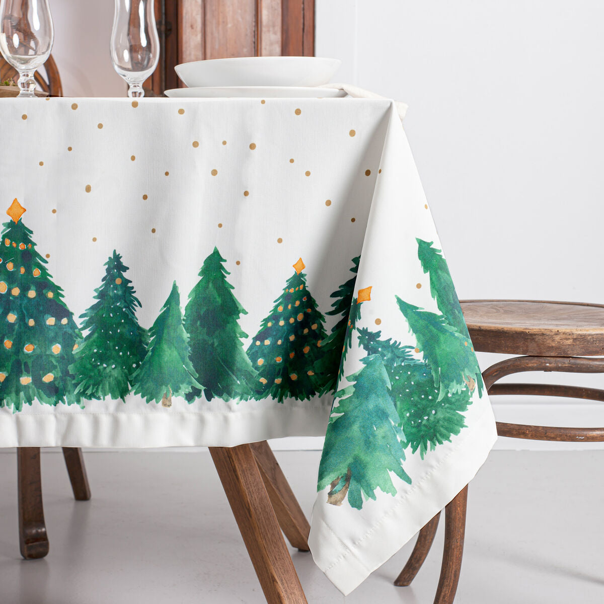 Tablecloth HappyFriday Xmas Sapin Multicolour 145 x 150 cm HappyFriday