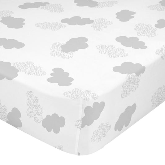 Fitted sheet HappyFriday Basic Clouds Grey 60 x 120 x 14 cm HappyFriday