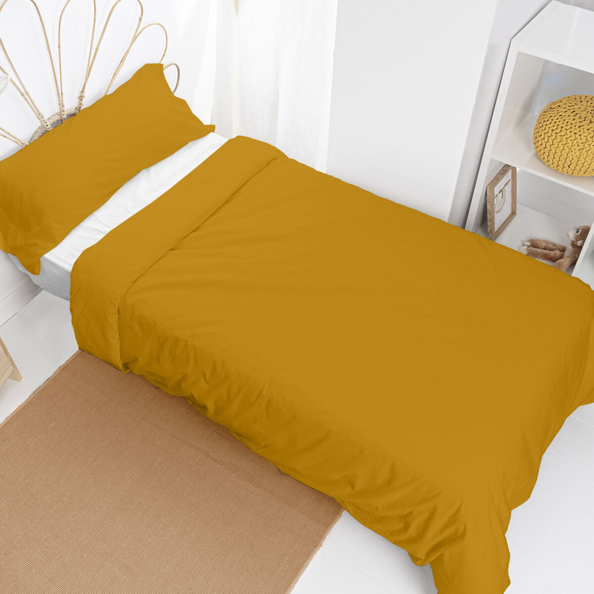 Duvet cover set HappyFriday Basic Kids Mustard Single 2 Pieces