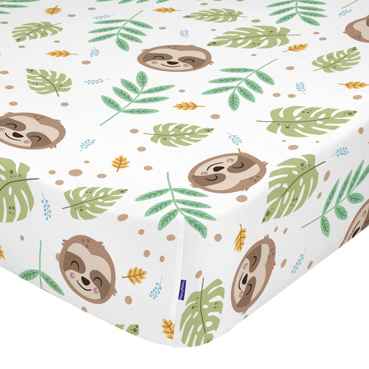 Fitted bottom sheet HappyFriday Moshi Moshi Happy Sloth Multicolour 70 x 140 x 14 cm HappyFriday