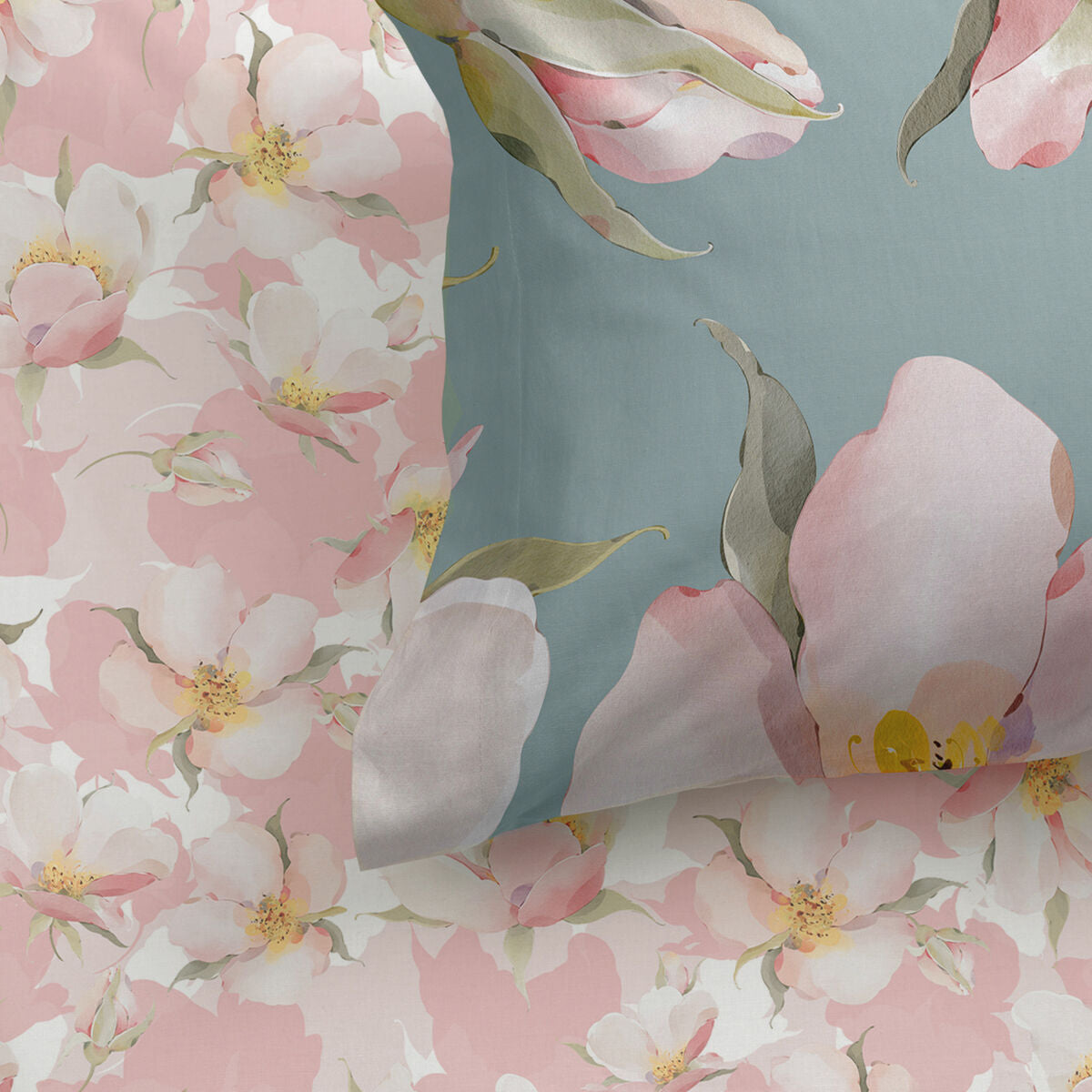 Fitted sheet HappyFriday Spring blossom Multicolour 90 x 200 x 32 cm HappyFriday