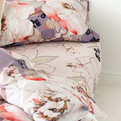 Fitted bottom sheet HappyFriday White Peonies Multicolour 200 x 200 x 32 cm HappyFriday