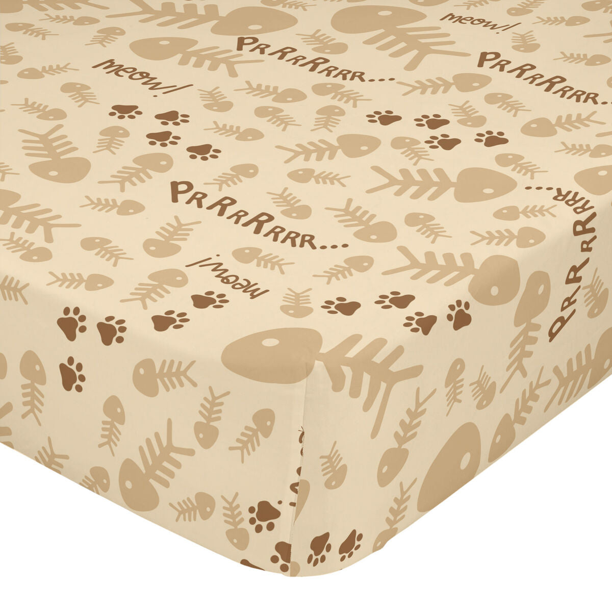 Fitted sheet HappyFriday MR FOX Beige Multicolour 60 x 120 x 14 cm HappyFriday