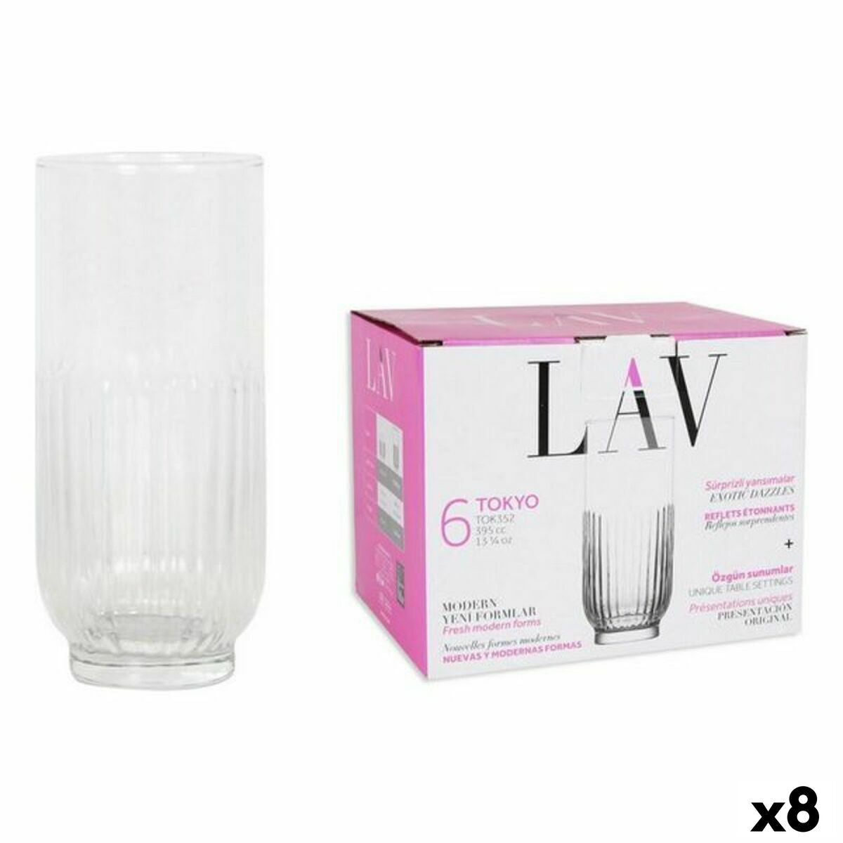 Sæt glas LAV 144946 6 stk (8 enheder) (395 ml)