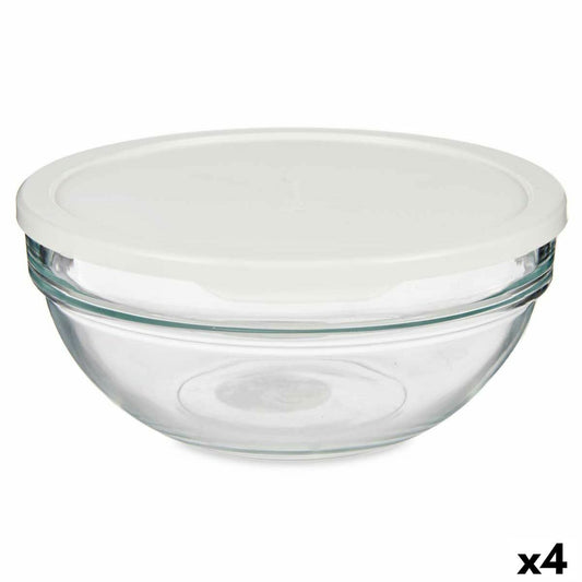 Rund madkasse med låg Chefs Hvid 1.135 L 17,2 x 7,6 x 17,2 cm (4 enheder)