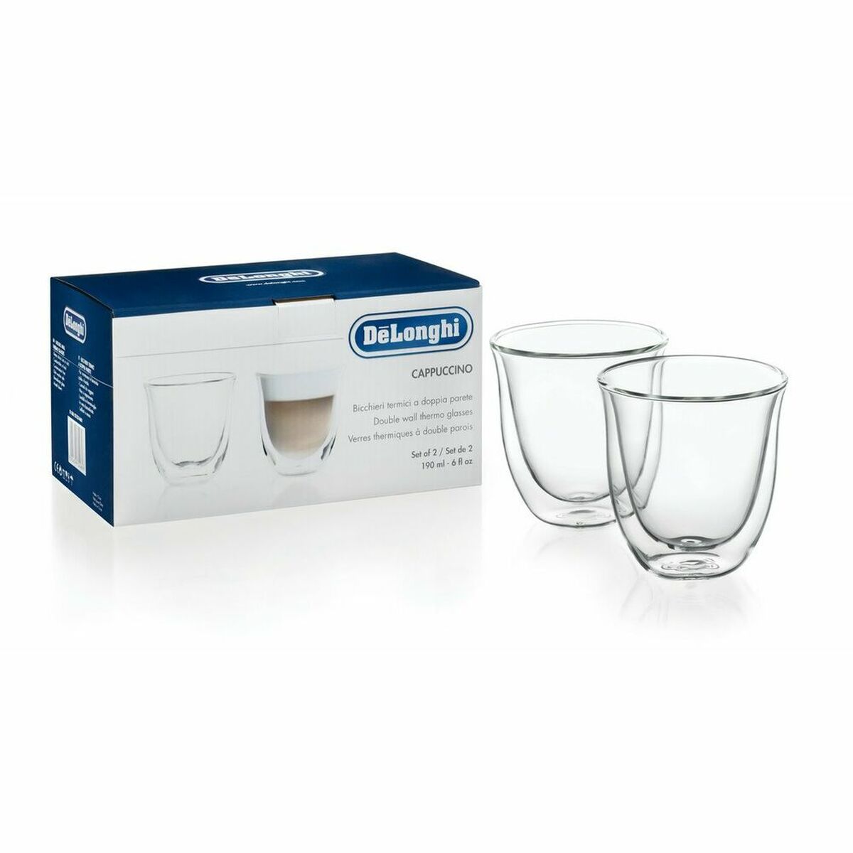 2 stykke kaffekopsæt De'Longhi 5513214601 Gennemsigtig 2 stykker