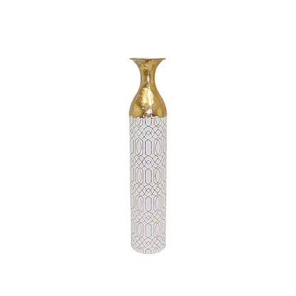 Floor vase Alexandra House Living White Golden Metal 15 x 78 x 15 cm