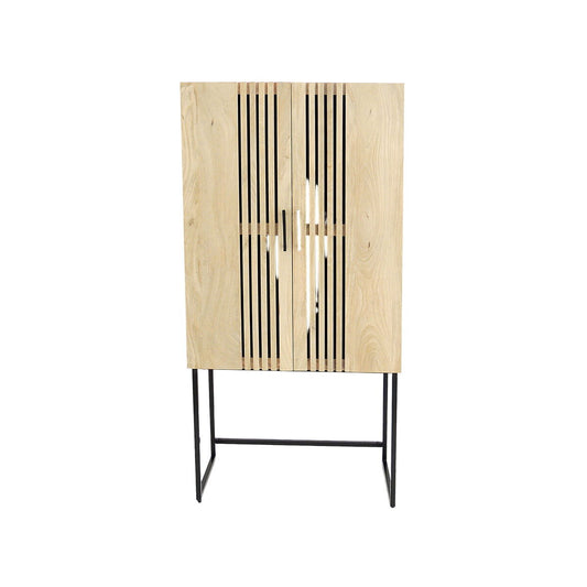 Cupboard Romimex Natural Metal Mango wood 80 x 161 x 43 cm