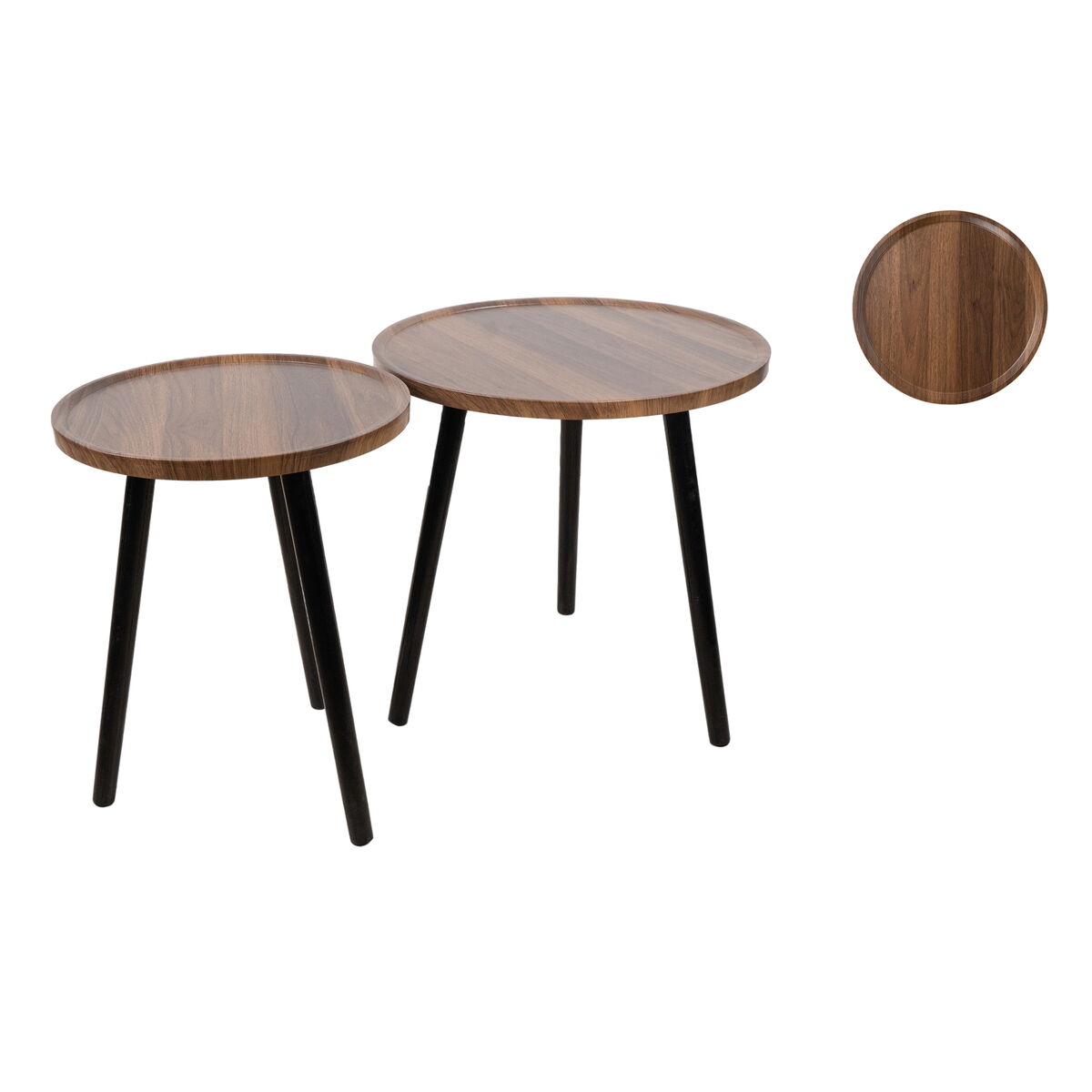 Tables set Romimex Brown Black Wood Metal 2 Pieces