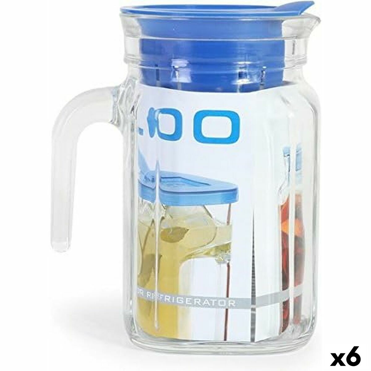 Krukke med låg og doseringsdispenser Borgonovo Igloo Squared Blue 600 ml (6 enheder)