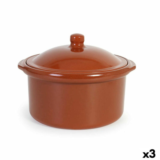 Casserole with Lid Azofra Baked clay 30,5 x 28 x 21 cm (3 Units) Azofra