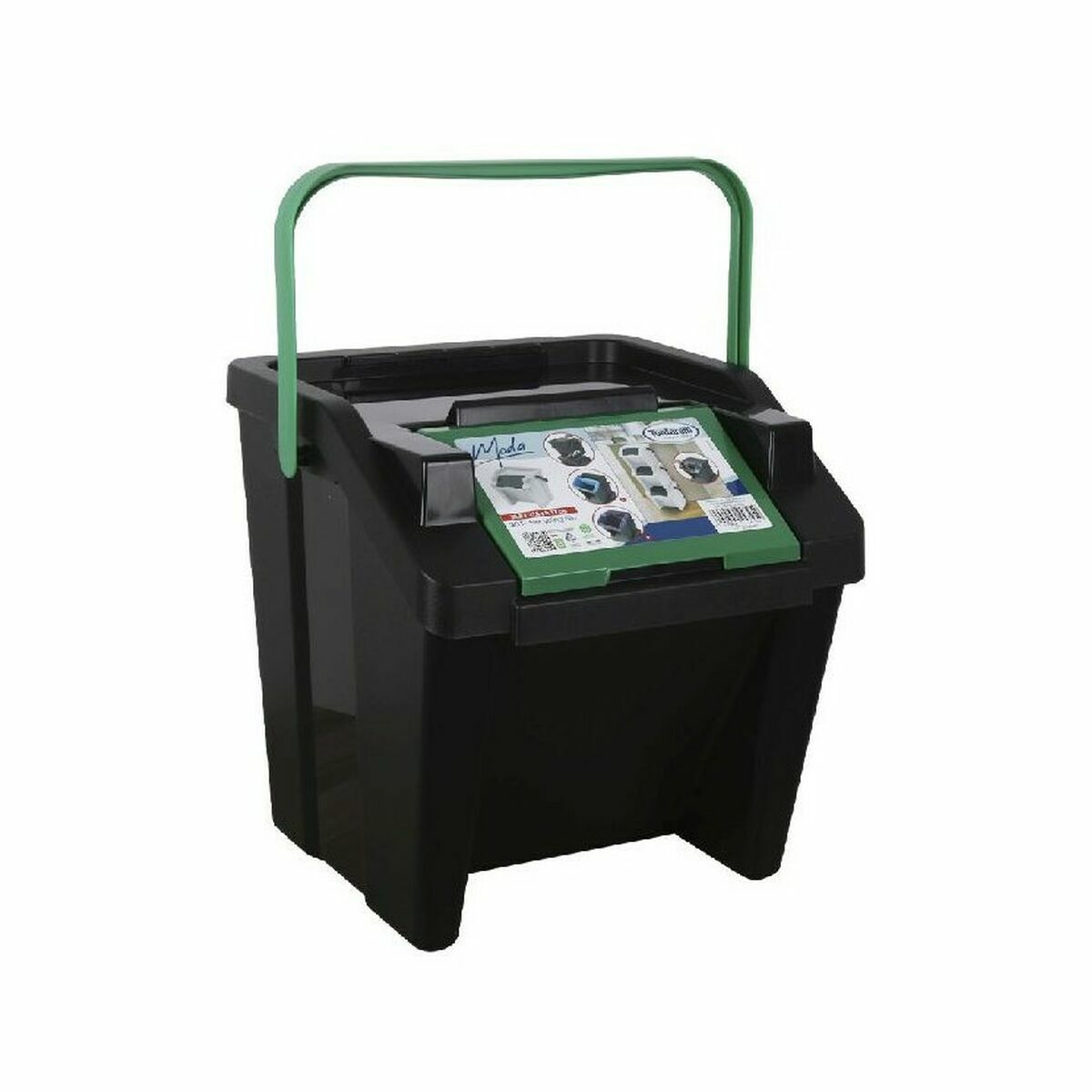 Recycling Waste Bin Tontarelli Moda Stackable 28 L Green (6 Units) Tontarelli