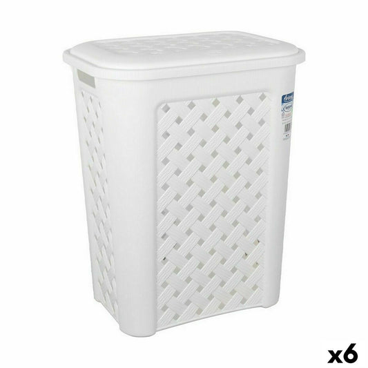 Laundry Basket Tontarelli Arianna With lid White 37,5 x 27,5 x 47 cm (6 Units) Tontarelli