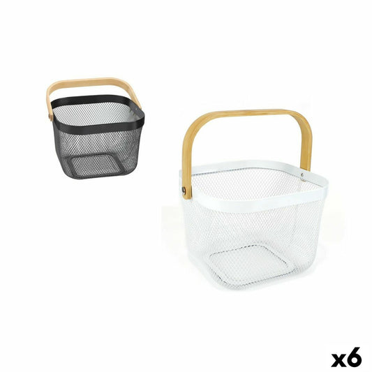 Multi-purpose basket Confortime Metal Wood 25 x 26 x 18 cm (6 Units)