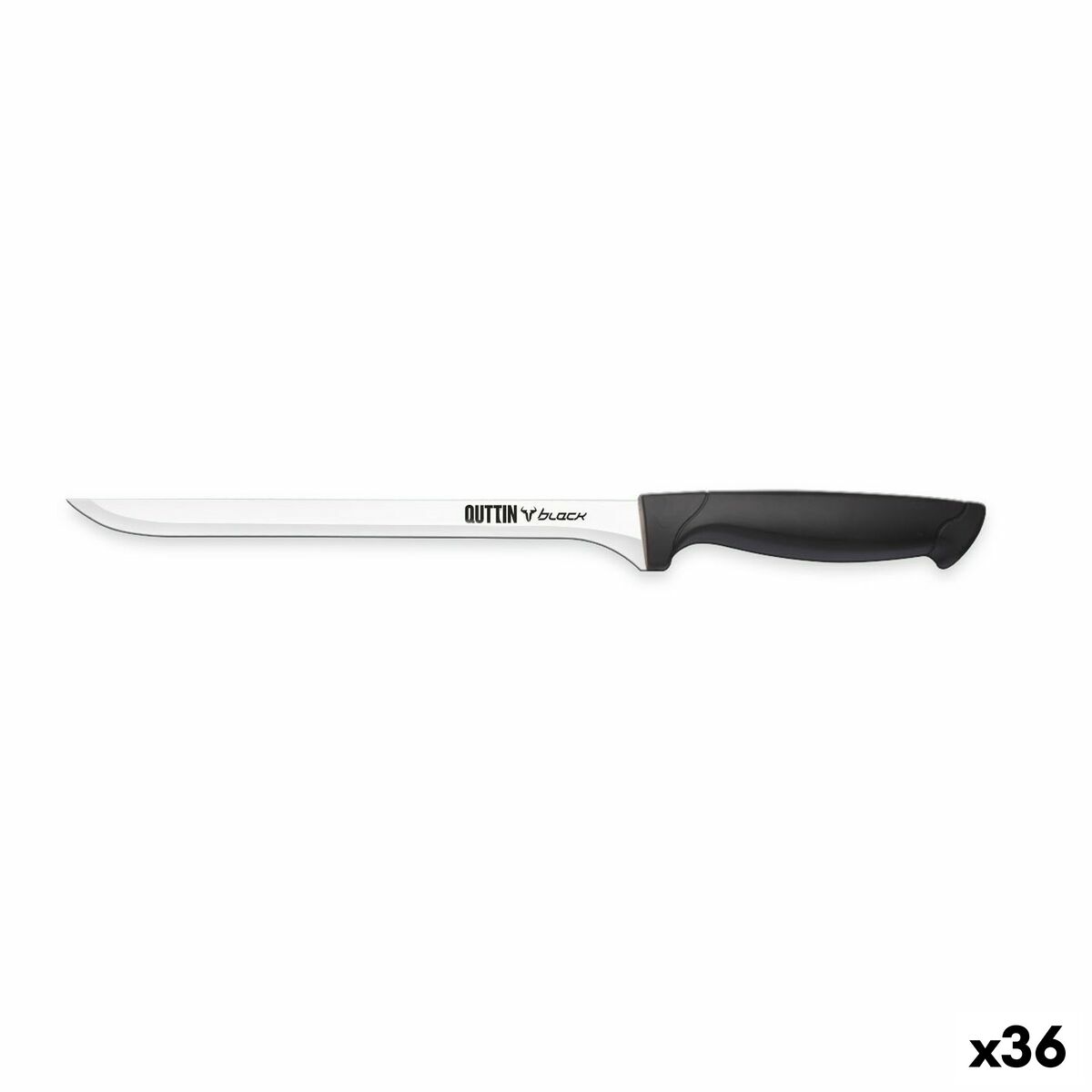 Skinkekniv Quttin Sort Sort Sølv 22 cm (36 Enheder)