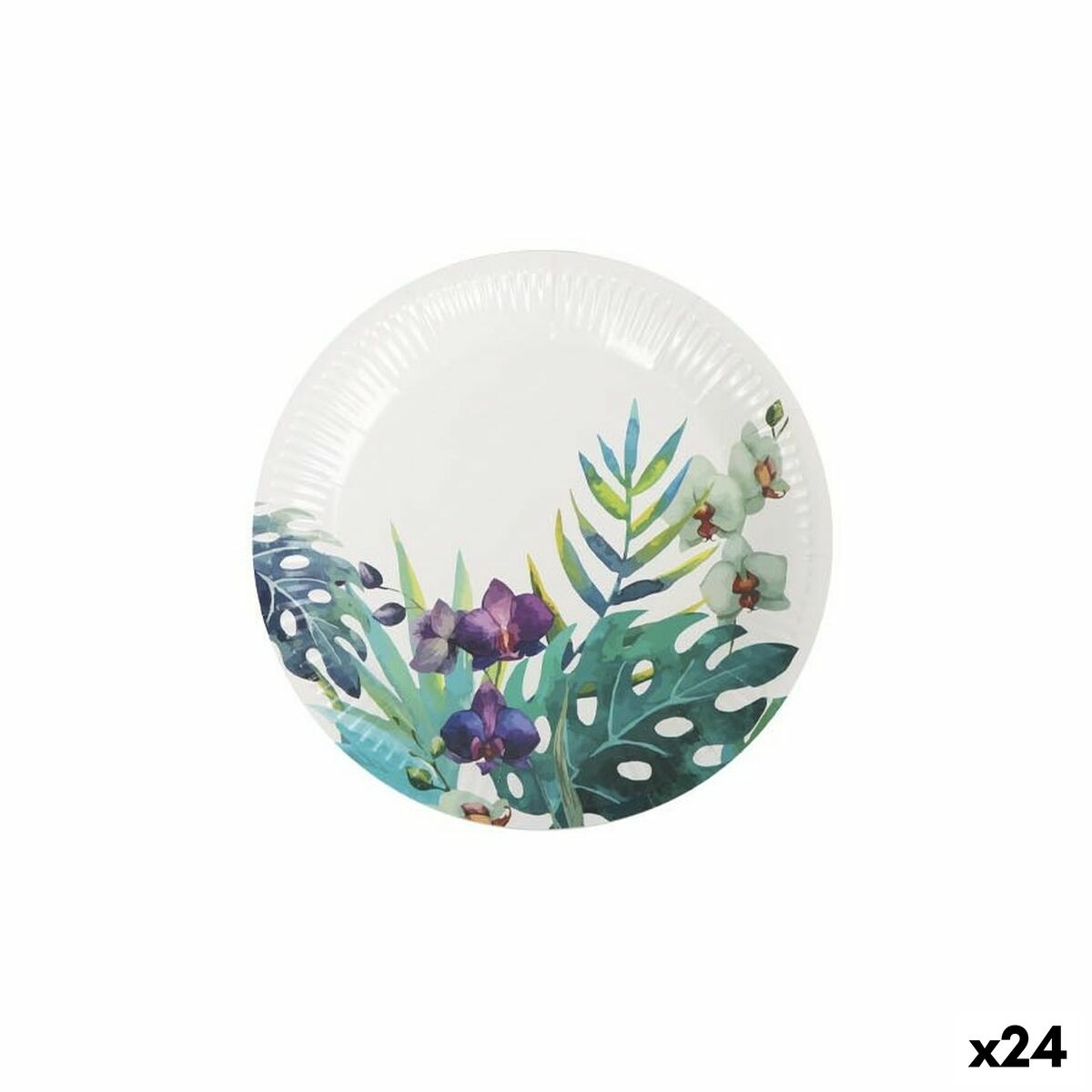 Tallerkensæt Algon engangspap Tropical 12 stykker 18 cm (24 enheder)