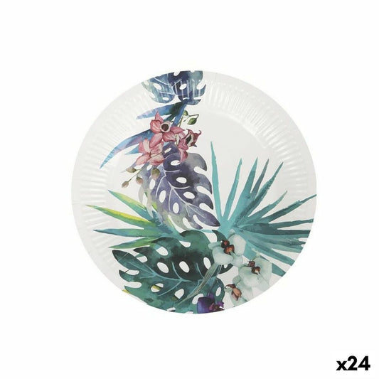 Tallerkensæt Algon engangspap Tropical 10 stykker 20 cm (24 enheder)