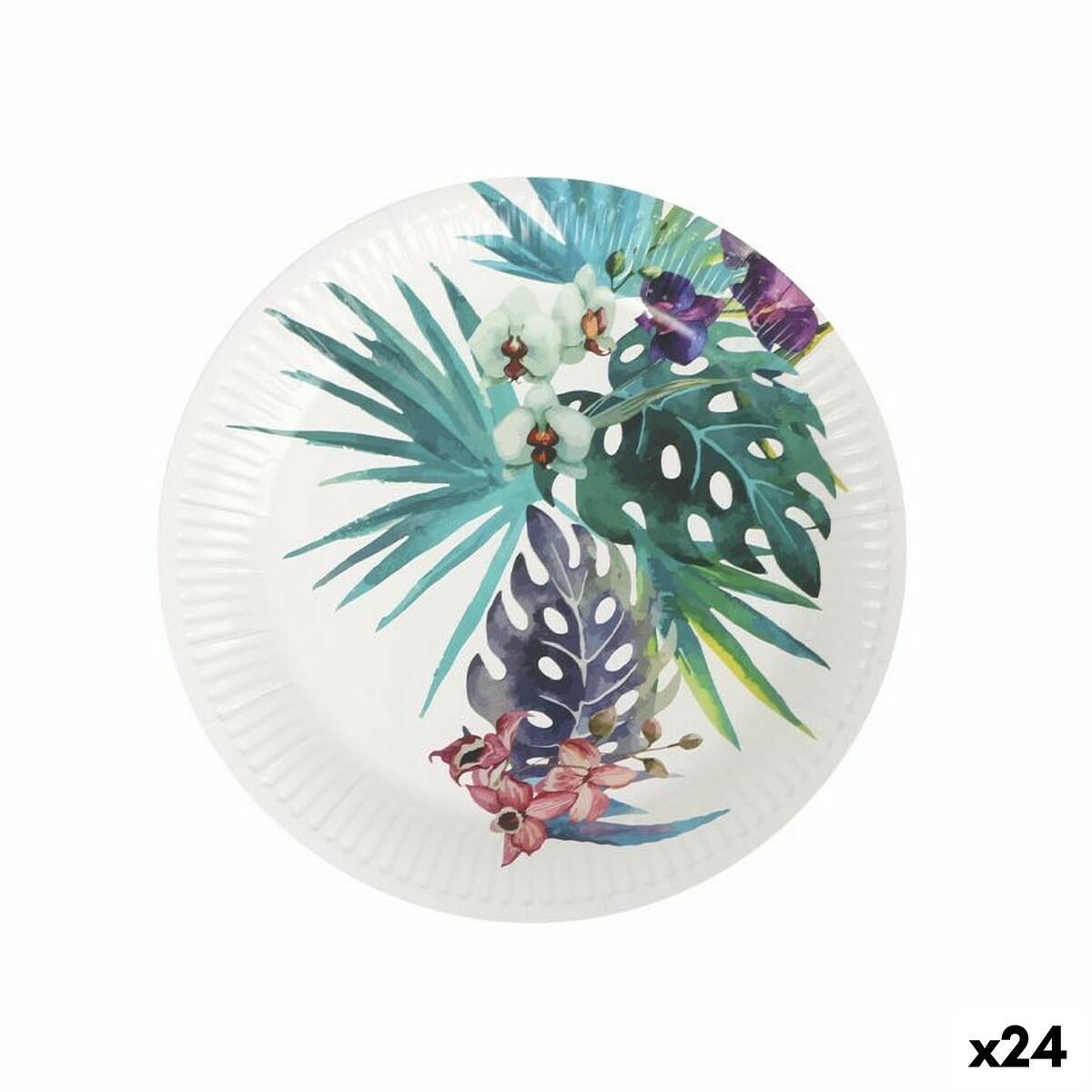 Tallerkensæt Algon engangspap Tropical 8 stykker 23 cm (24 enheder)