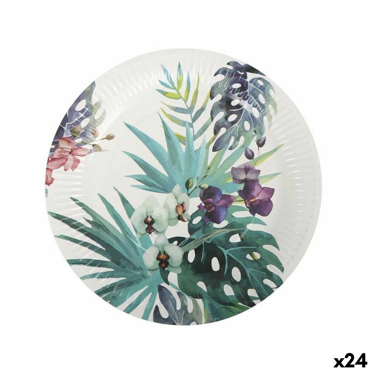 Tallerkensæt Algon engangspap Tropical 3 stykker 28 cm (24 enheder)