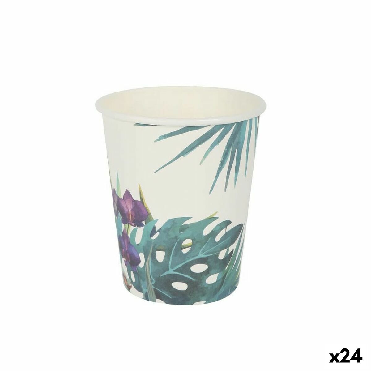 Sæt glas Algon engangspap Tropical 10 stykker 250 ml (24 enheder)