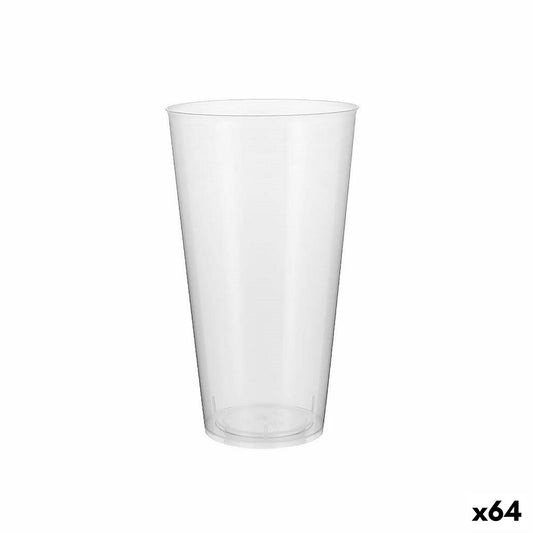 Sæt genanvendelige glas Algon Plastic Transparent 4 stykker 450 ml (64 enheder)