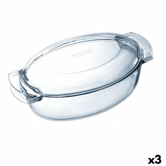 Ovnfad Pyrex Classic Vidrio Transparent Glas Oval 39 x 23 x 15 cm Med låg (3 Enheder)