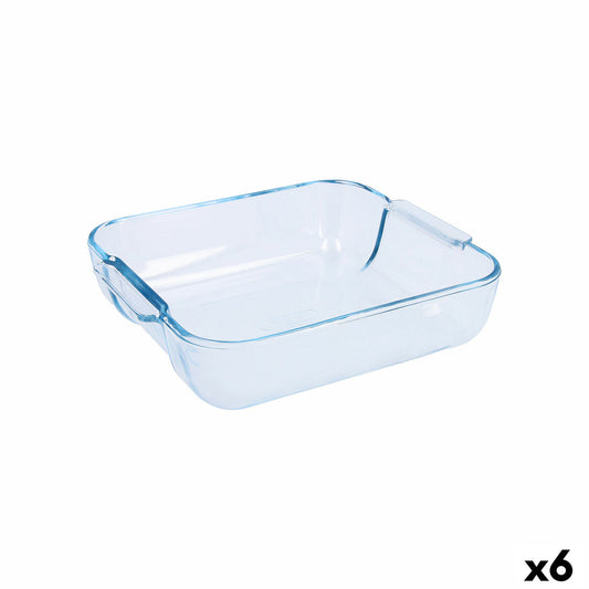 Serveringsfad Pyrex Classic firkantet gennemsigtigt glas 25 x 22 x 6 cm (6 enheder)