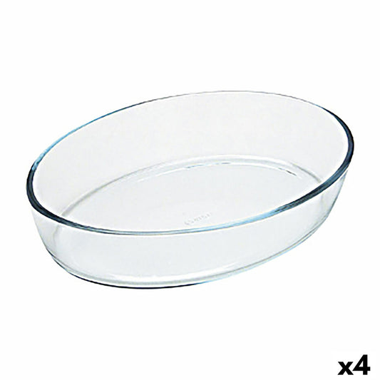 Ovnfad Pyrex Classic Vidrio Transparent Glas Oval 40 x 28 x 7 cm (4 enheder)