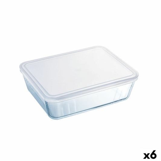 Rektangulær madkasse med låg Pyrex Cook &amp; Freeze 25 x 20 cm Gennemsigtigt silikoneglas 2,6 L (6 enheder)