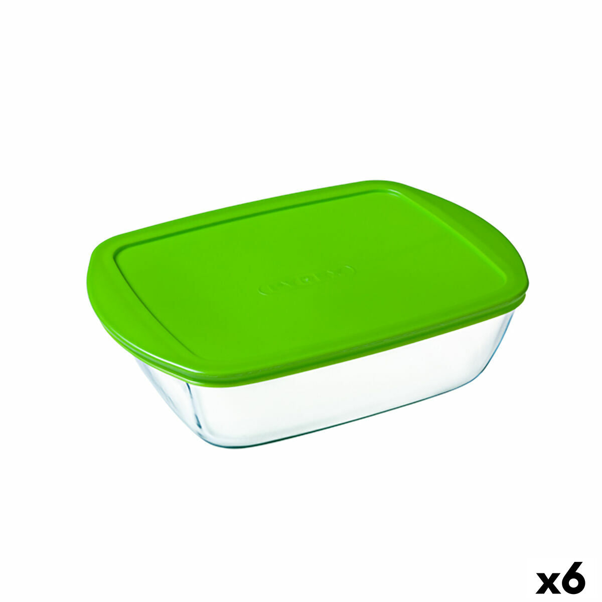 Rektangulær madpakke med låg Pyrex Cook &amp; Store Green 1,1 L 23 x 15 x 7 cm Silikoneglas (6 enheder)