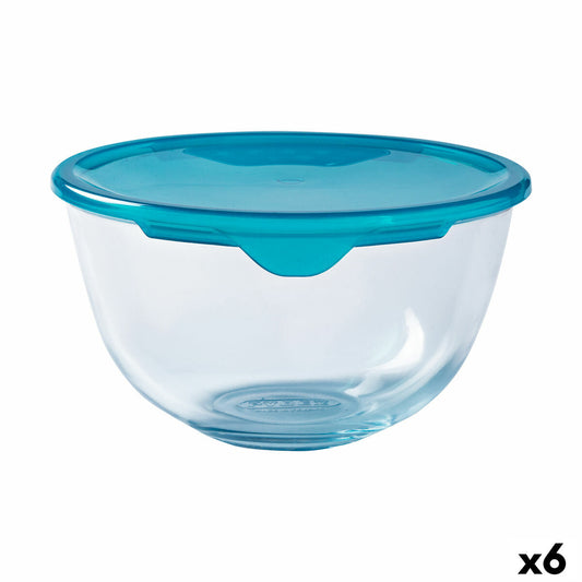 Rund madkasse med låg Pyrex Cook &amp; Store Blue 15 x 15 x 8 cm 500 ml Silikoneglas (6 enheder)