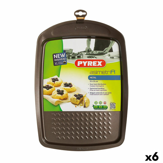 Ovnform Pyrex Asimetria rektangulær sort metal 33 x 25 cm (6 enheder)