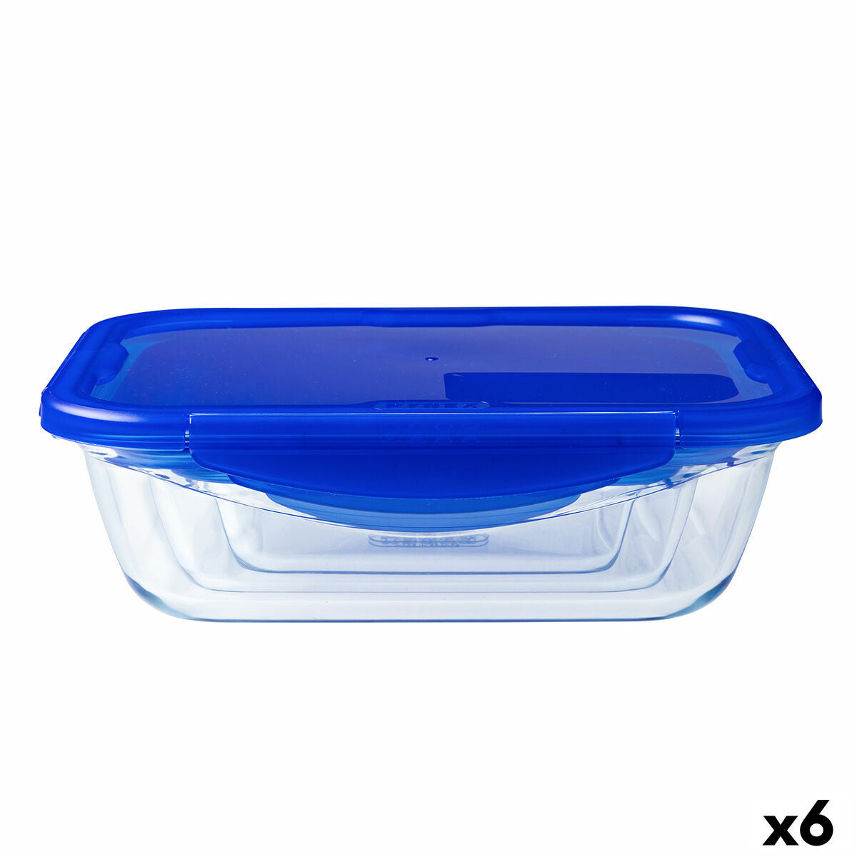 Hermetisk madkasse Pyrex Cook &amp; Go 20,5 x 15,5 x 6 cm Blå 800 ml glas (6 enheder)