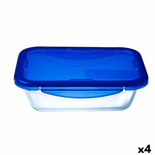 Hermetisk madkasse Pyrex Cook&amp;go 30 x 23 cm 3,3 L rektangulært blåt glas (4 enheder)