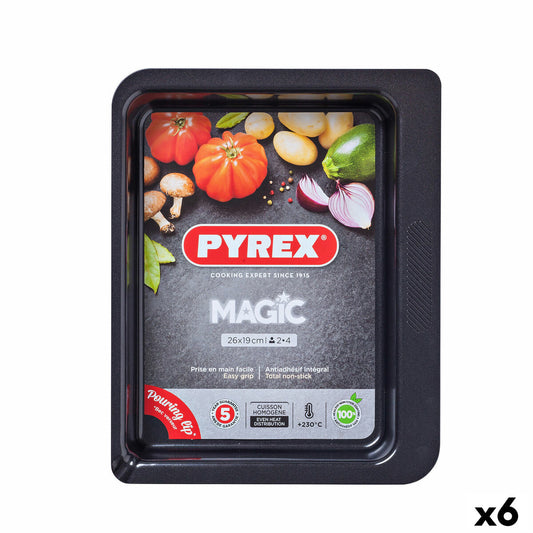 Ovnfad Pyrex Magic Rektangulær 26 x 18 cm Metal 6 Enheder