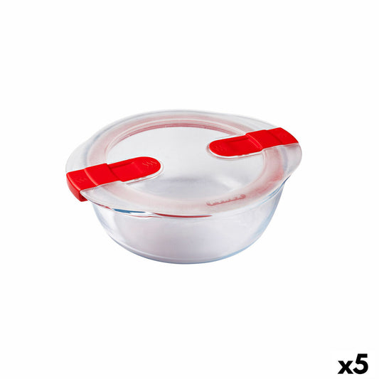 Hermetisk madkasse Pyrex Cook&amp;heat 1,1 L 21 x 18 x 7 cm Gennemsigtigt glas (5 enheder)