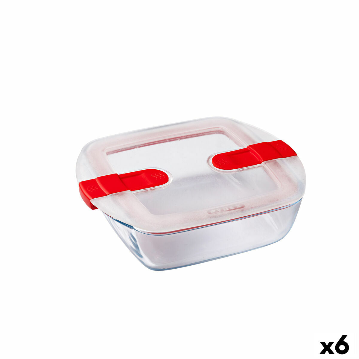 Hermetisk madkasse Pyrex Cook&amp;heat 1 L 20 x 17 x 6 cm Rødt glas (6 enheder)