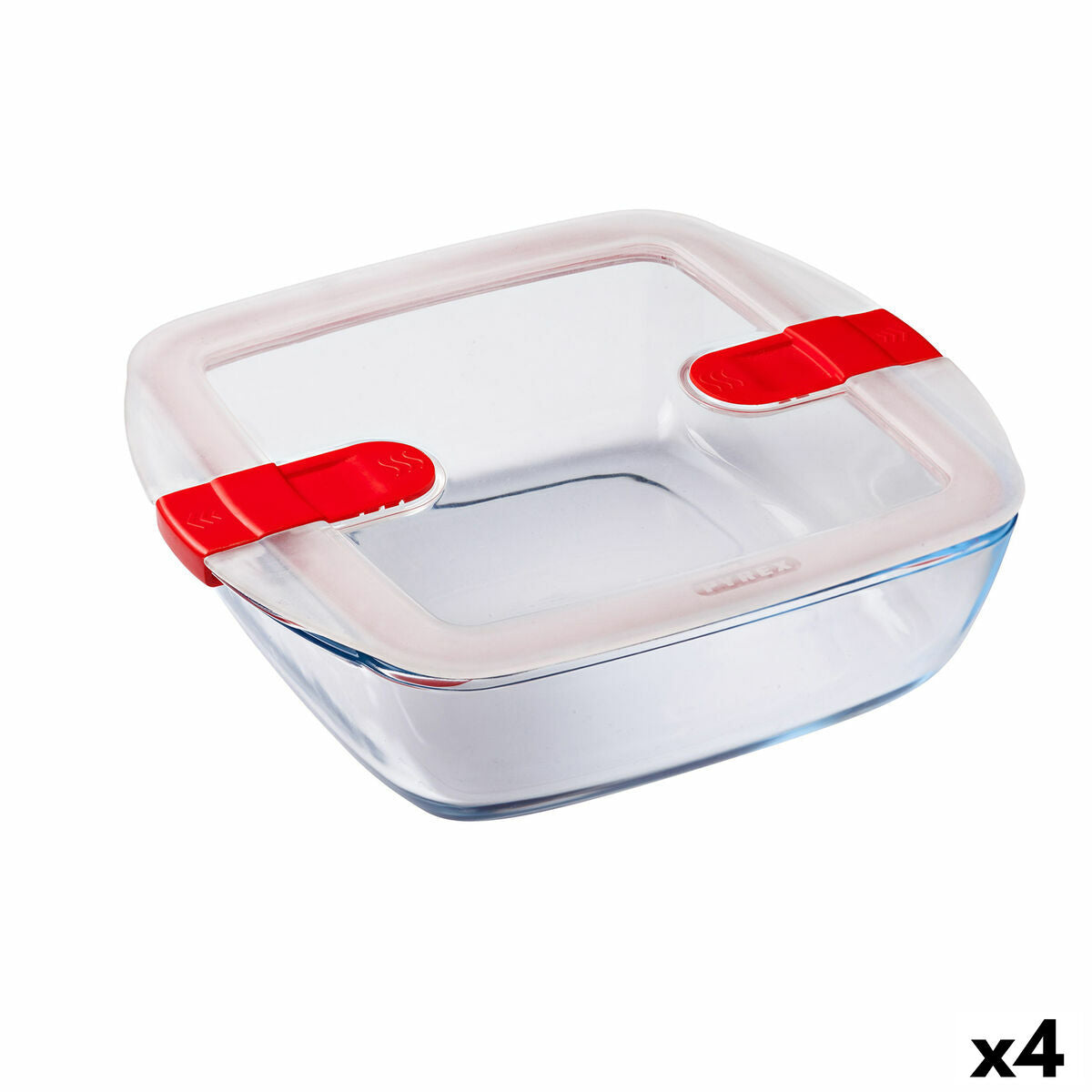 Hermetisk madkasse Pyrex Cook &amp; Heat 25 x 22 x 7 cm 2,2 L gennemsigtigt glas (4 enheder)