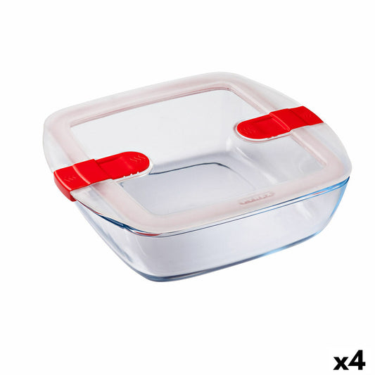 Hermetisk madkasse Pyrex Cook &amp; Heat 25 x 22 x 7 cm 2,2 L gennemsigtigt glas (4 enheder)