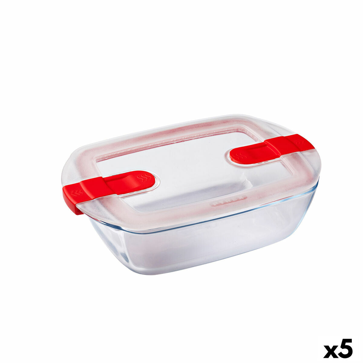 Hermetisk madkasse Pyrex Cook&amp;heat 1,1 L 24 x 15,5 x 7 cm Gennemsigtigt glas (5 enheder)