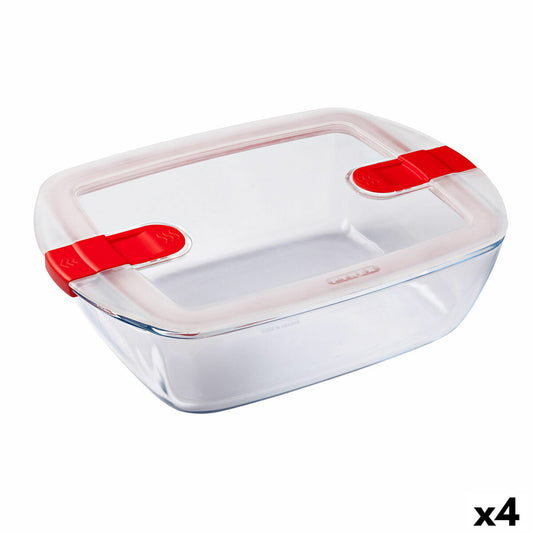 Hermetisk madkasse Pyrex Cook &amp; Heat 2,5 L gennemsigtigt glas (4 enheder)