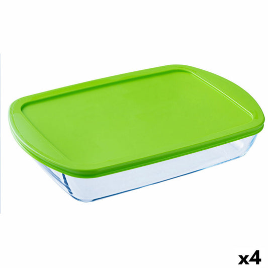 Rektangulær madkasse med låg Pyrex Cook &amp; Store Transparent Silikoneglas (4,5 L) (4 enheder)