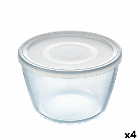 Rund madkasse med låg Pyrex Cook &amp; Freeze 1,6 L 17 x 17 x 12 cm Gennemsigtigt silikoneglas (4 enheder)