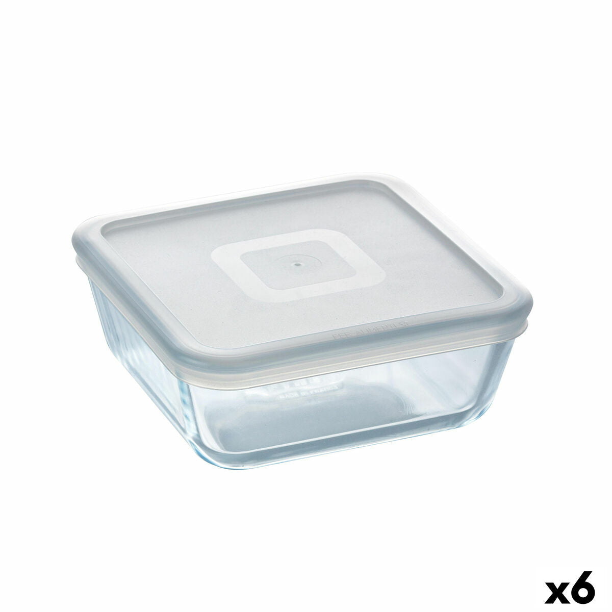 Firkantet madkasse med låg Pyrex Cook&amp;freeze 850 ml 14 x 14 cm Transparent glassilikone (6 enheder)