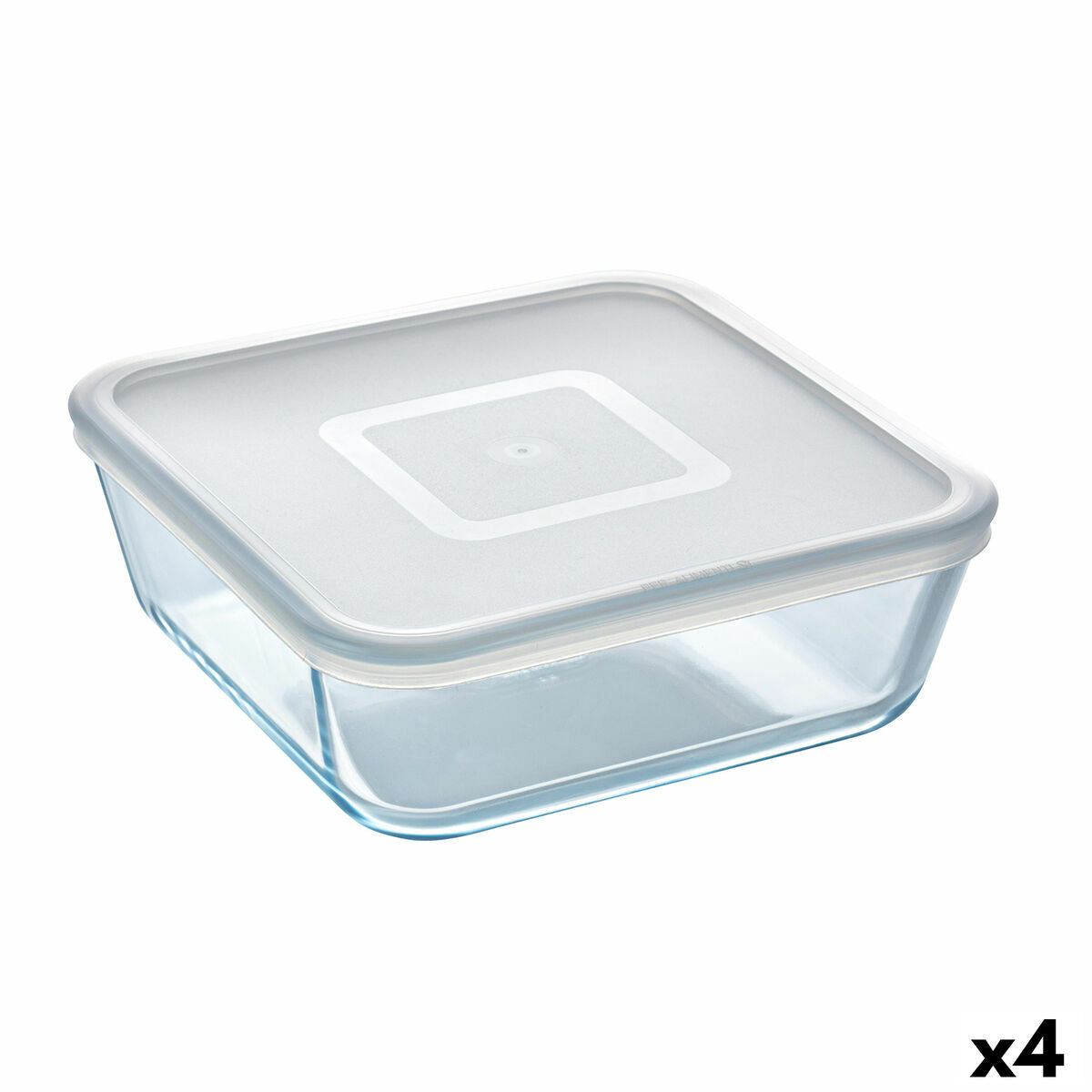 Firkantet madkasse med låg Pyrex Cook &amp; Freeze 2 L 19 x 19 cm Gennemsigtigt silikoneglas (4 enheder)