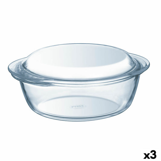 Gryde med låg Pyrex Essentials Transparent 2,1 L (3 enheder)